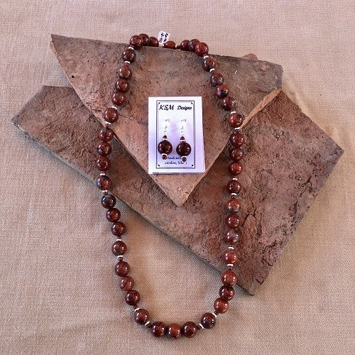 Red Creek Jasper & Pewter Necklace & Earring Set