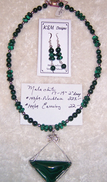 Malachite & Onyx Necklace & Earring Set  SOLD