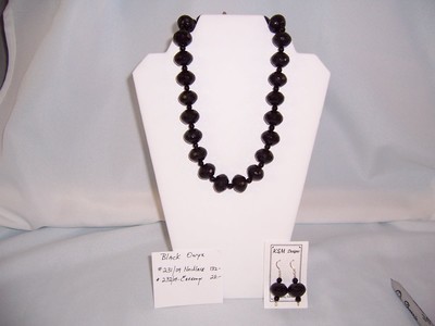 Black Faceted Onyx Necklace & Earring Set