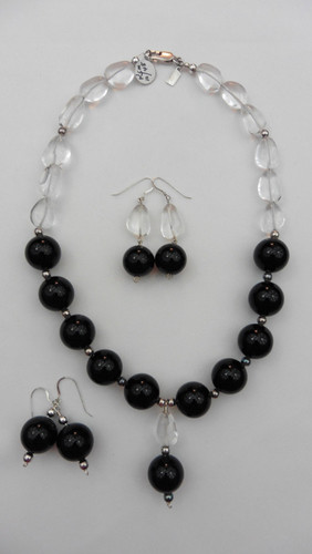 Onyx & Quartz Necklace Set
