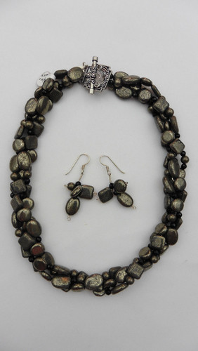 Pyrite & Onyx Necklace Set