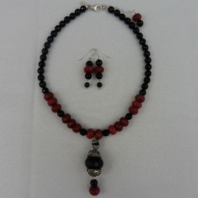 Ruby Quartz & Black Onyx Necklace Set