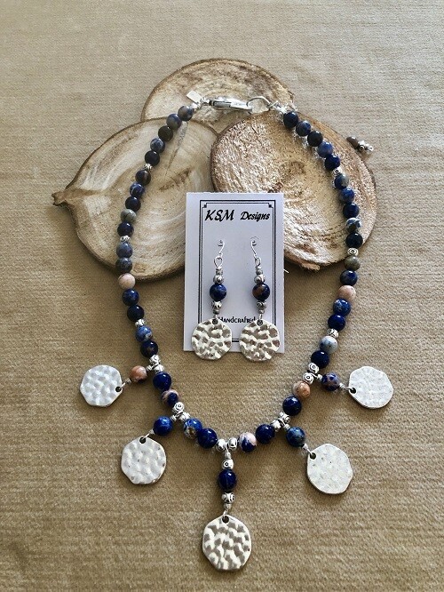 Sodalite & Pewter Necklace & Earring Set
SOLD