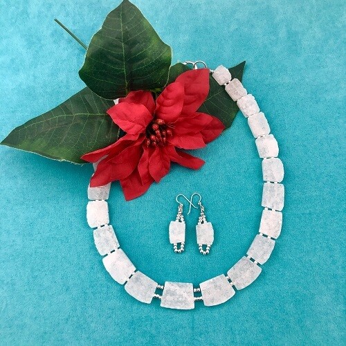White Quartz Necklace & Earring Set