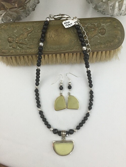 Onyx & Serpentine Necklace & Earring Set SOLD