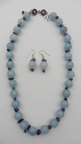 Jade & Amethyst Necklace & Earring Set