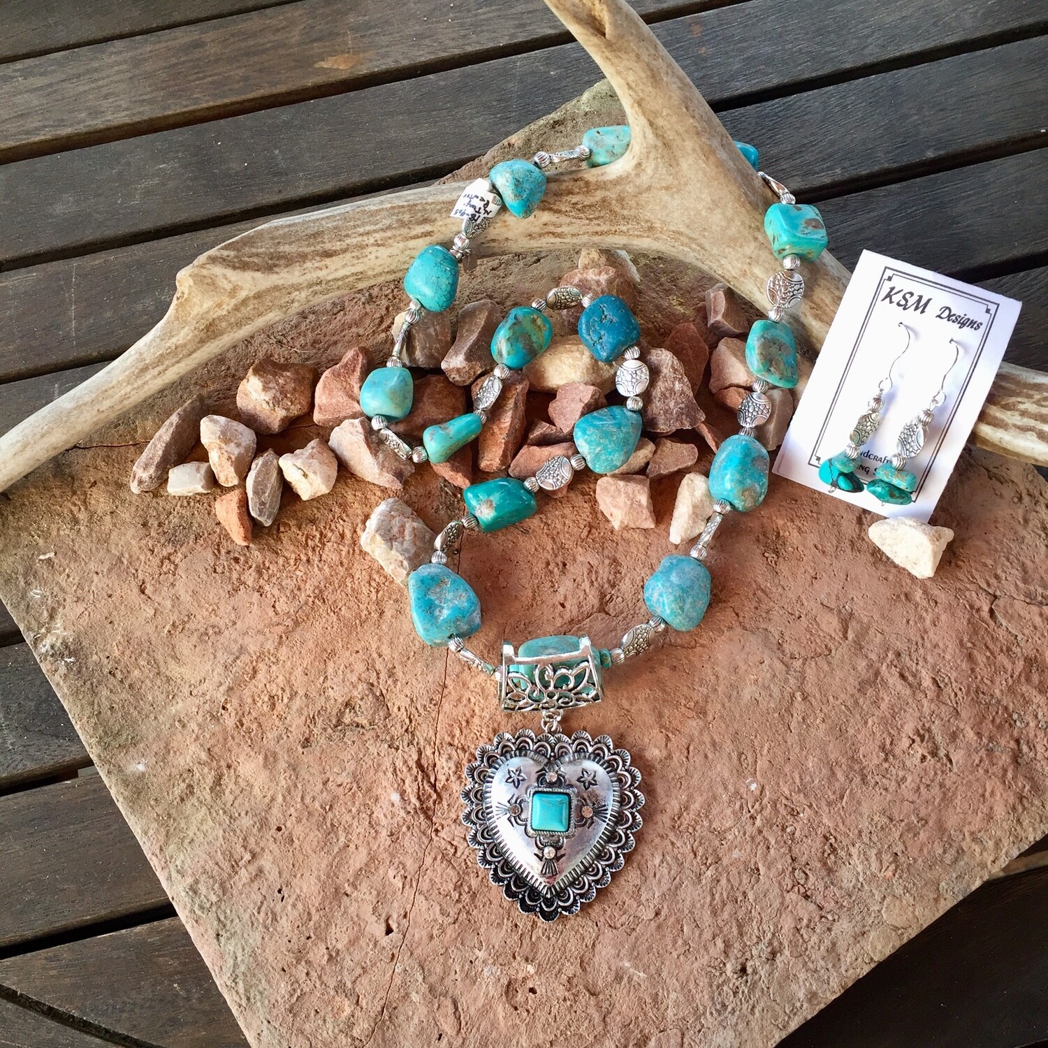 Natural Turquoise Necklace & Earring Set  SOLD