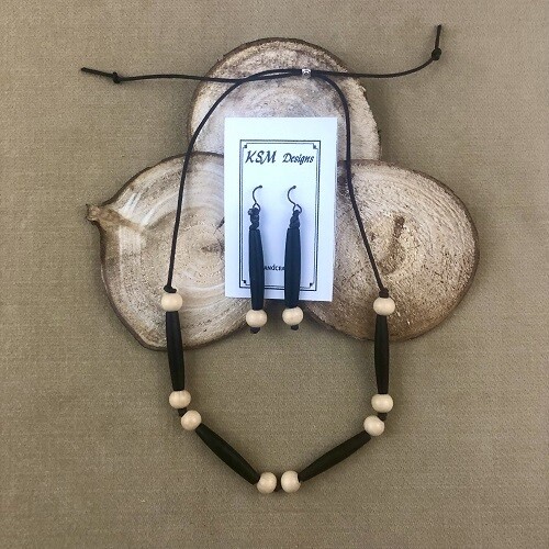 Horn Bead Necklace & Earrings