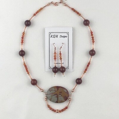 Carnelian & Copper Necklace & Earring Set  sold