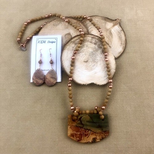 Sandlewood, Copper Necklace & Earring Set