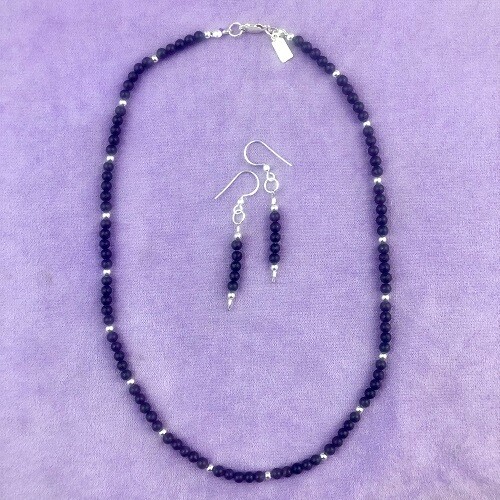 Raw Amethyst & Sterling Silver Necklace & Earring Set