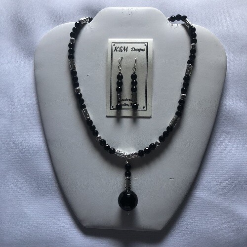 Black Onyx Necklace & Earring Set