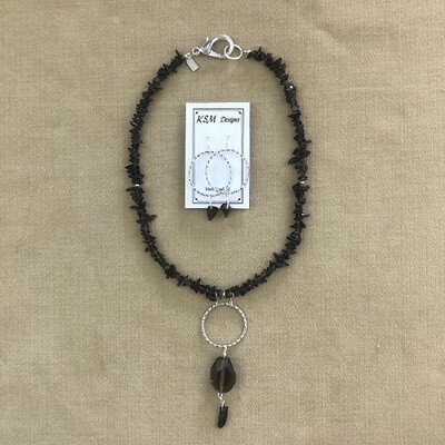 Smokey Quartz Necklace & Earring Set