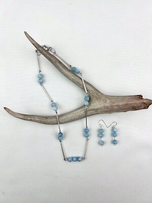 AquaMarine & Pewter Necklace Set