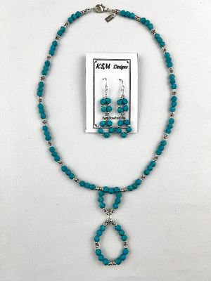TURQUOISE JASPER NECKLACE &amp; EARRING SET
