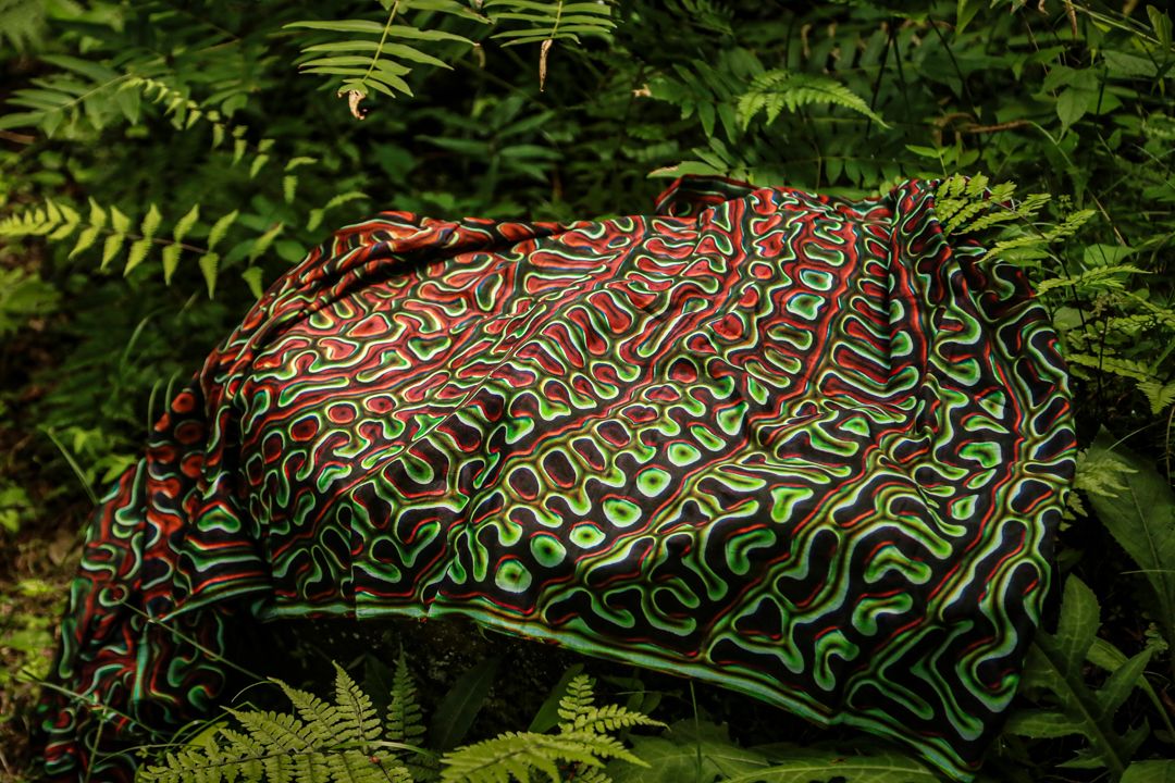 Silk + cotton scarf  (FOREST)