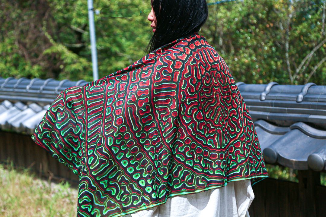 Silk + cotton scarf  (FOREST)
