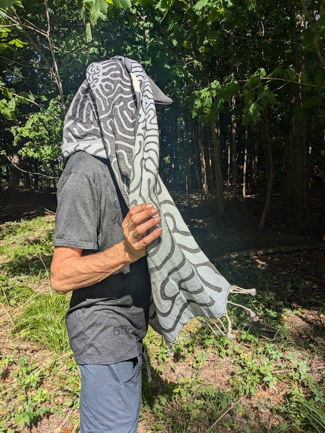 Turkish towel Charcoal + Light blue
