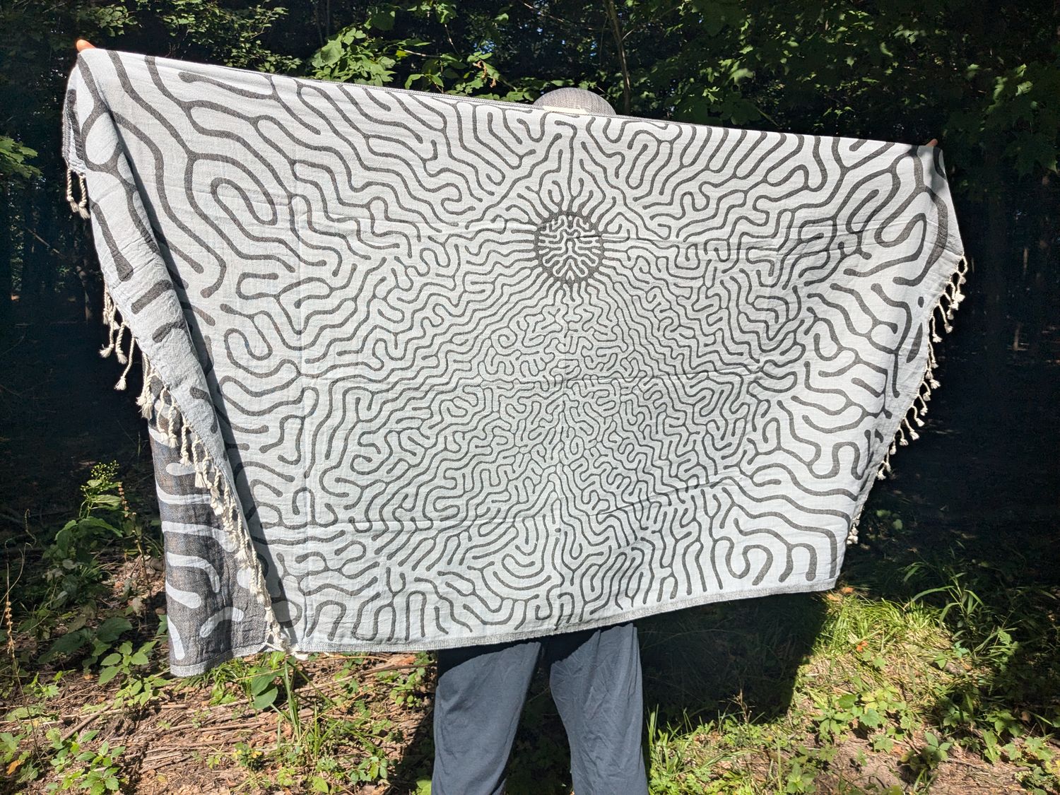 Turkish towel Charcoal + Light blue