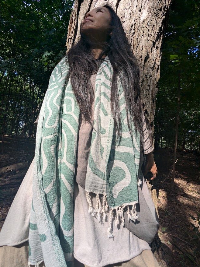 Turkish towel  Green + Gray