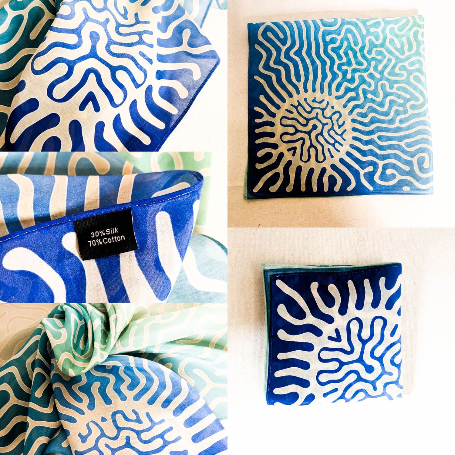 Silk + cotton bandana [AQUA}