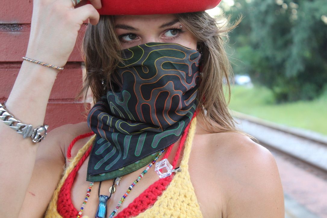 Silk + cotton bandana [Rasta}