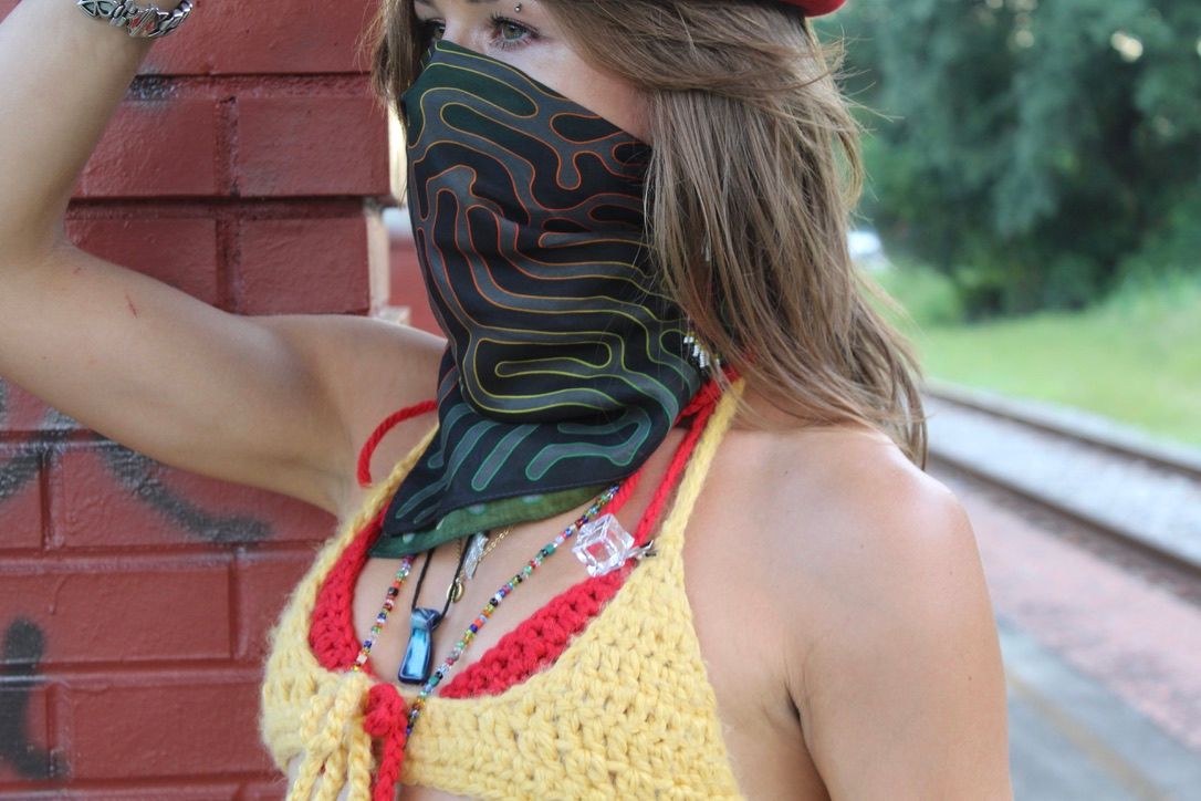 Silk + cotton bandana [Rasta}