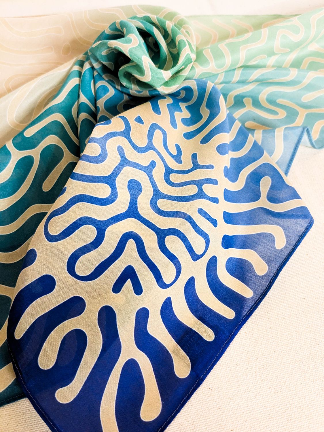 Silk + cotton bandana [AQUA}