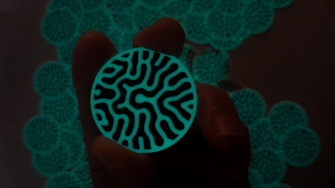 Glow in dark round sticker 1.5"