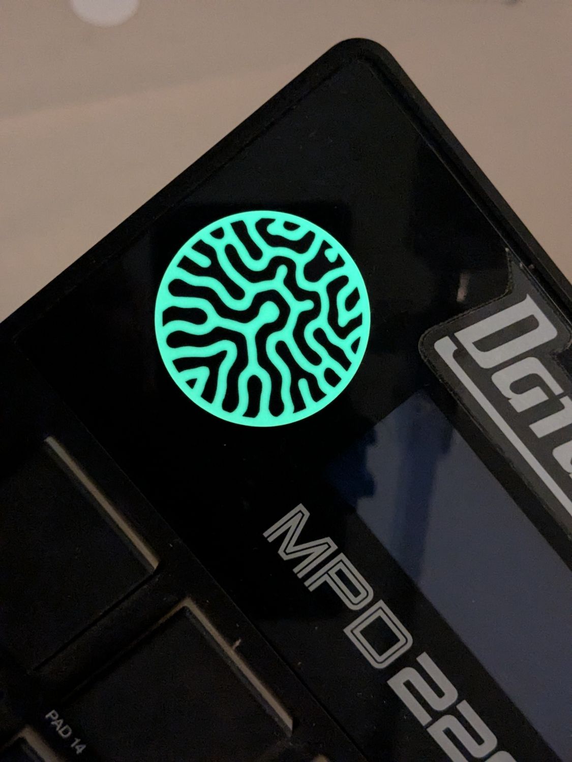 Glow in dark round sticker 1.5"