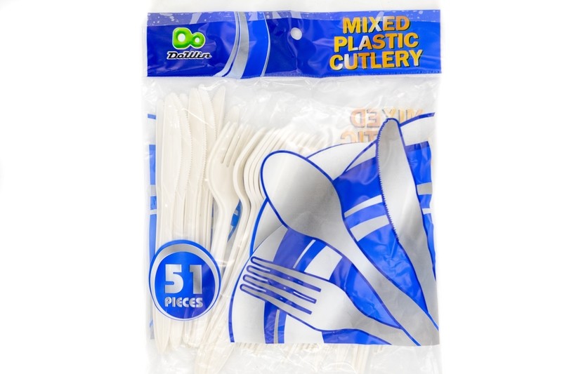 Cubiertos de Plastico 51pcs  White