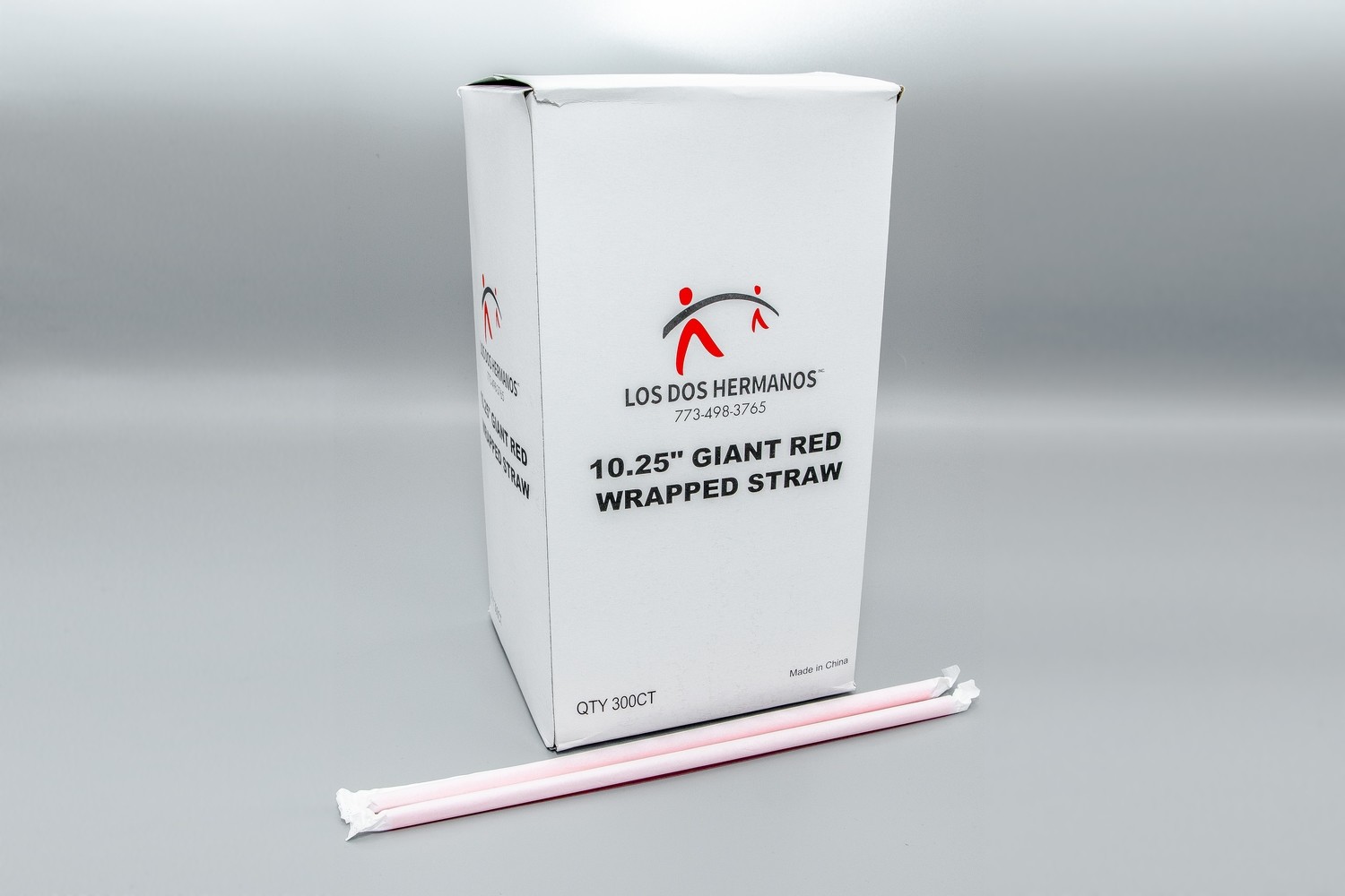 Los Dos Hermanos 10.25&quot; Giant Red Wrapped Straws 4/300 Ct