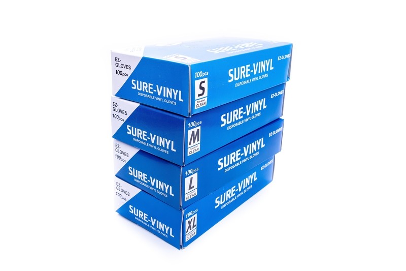 EZ Gloves Sure-Vinyl Gloves Powdered Clear 100pcs Large