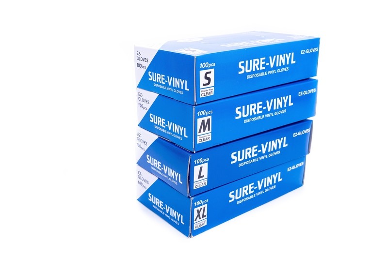 EZ Gloves Sure-Vinyl Gloves Powdered Free Clear 100pcs Medium
