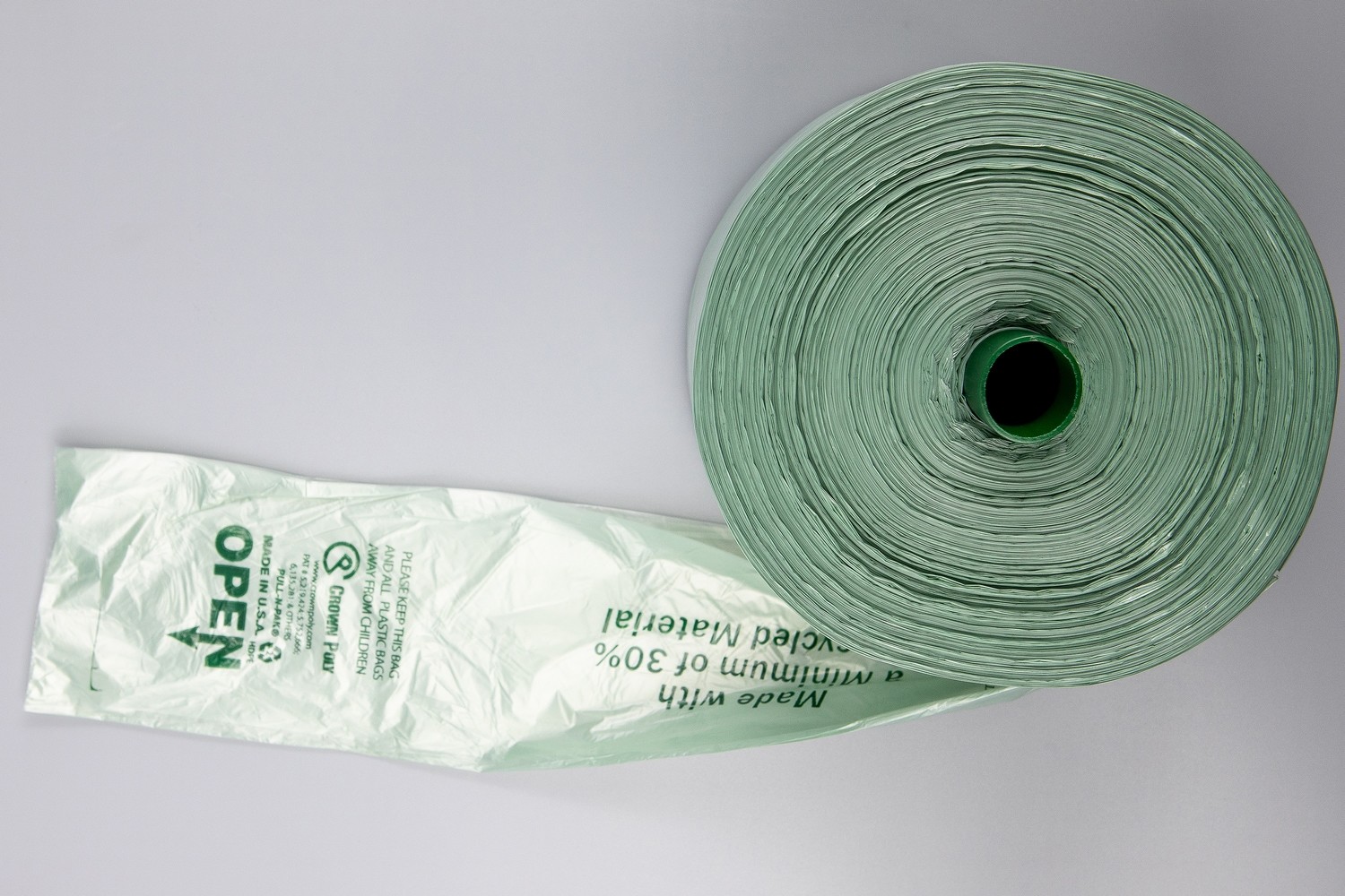 HDPE Produce Bag Mini Roll, Natural 15&quot; x 20&quot; 6 Mics Clear/Green