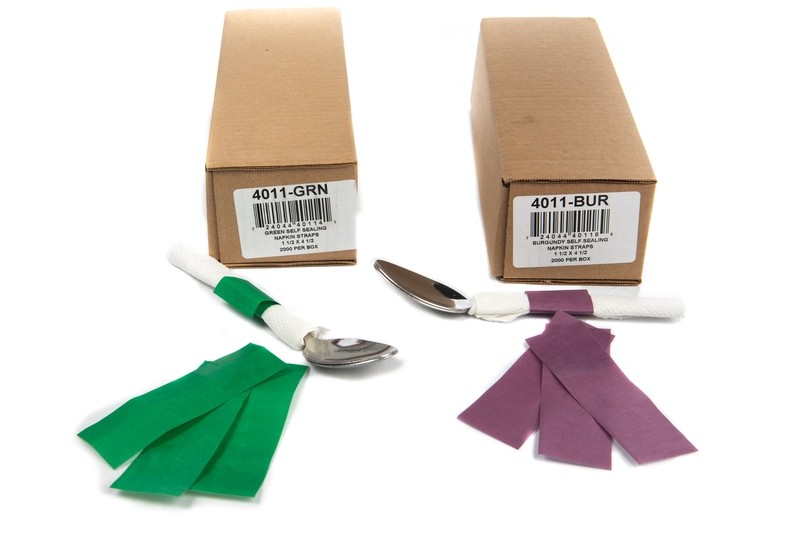 Napkin Straps Burgundy Self Sealing 1 1/2" x 4 1/2"