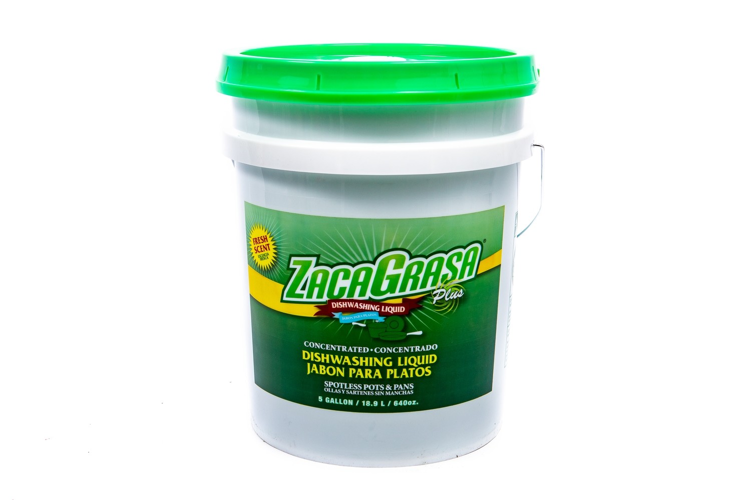 ZacaGrasa Concentrated PLUS Dishwashing Liquid Fresh Scent/ Limpiador Concentrado para platos, Ollas y Sartenes con Fragancia Fresca 5 Gal