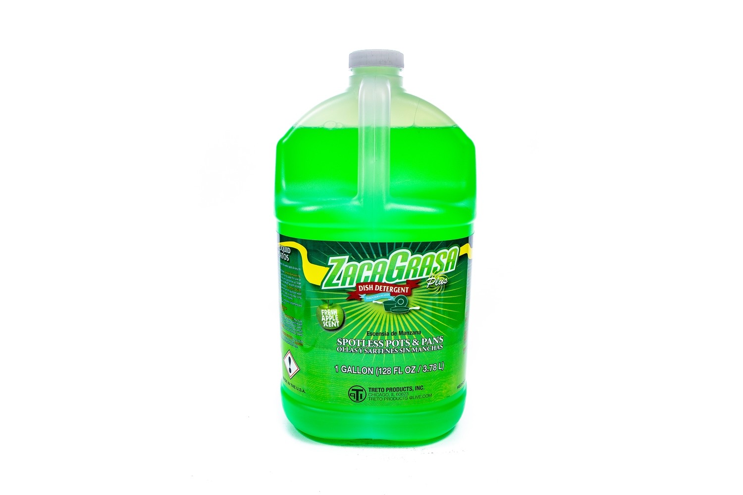 ZacaGrasa PLUS Dishwashing Liquid Detergent Apple Scent/ Limpiador para platos, Ollas y Sartenes con Fragancia Manzanas Frescas 4/1 Gal