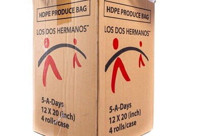 Los Dos Hermanos HDPE Produce bag 12" x 20" in/ 4 rolls/1 box