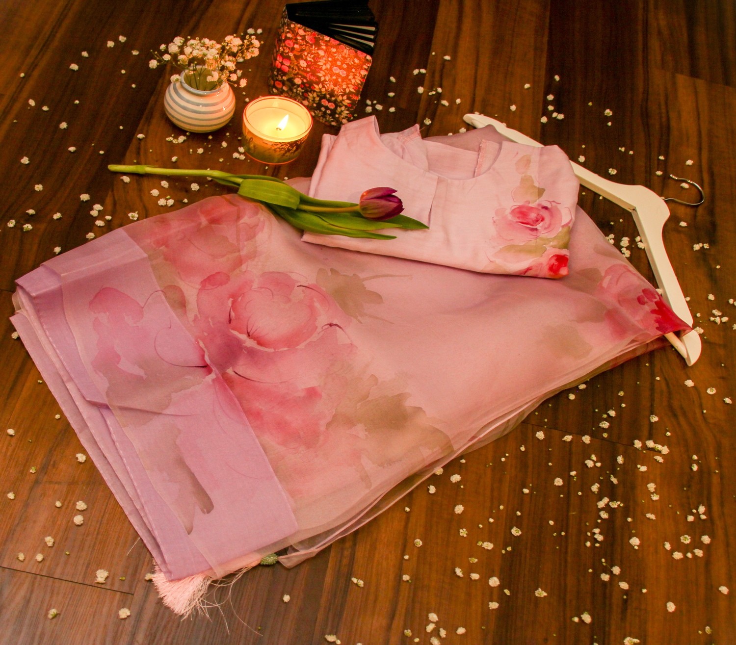 Lavender Organza Saree