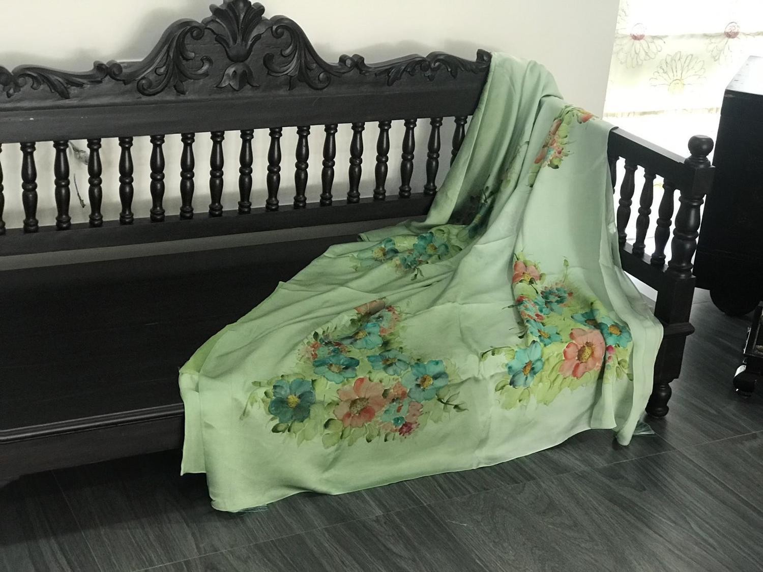 Green Satin Saree