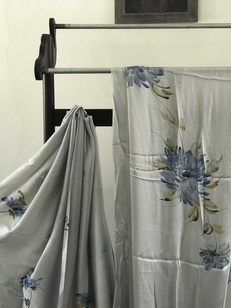 Satin Gray Saree