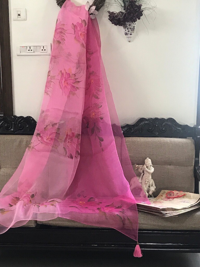 Organza Pink Saree