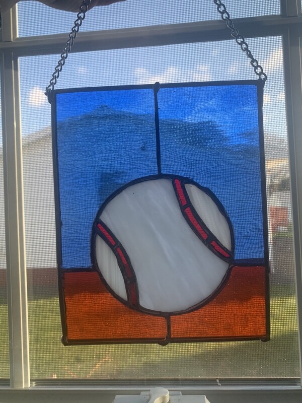 Hand-made Stained Glass Mets baseball