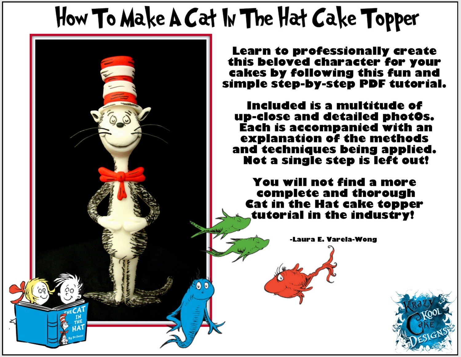How To Make A Cat In The Hat Cake Topper PDF Tutorial
