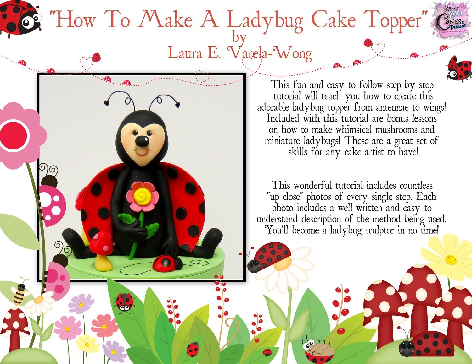 How To Make A Ladybug Cake Topper Pdf Tutorial How To Make A Ladybug Cake Topper Pdf Tutorial