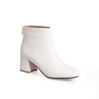 Women&#39;s Boots Solid Color Ladylike Thick Heel Ankle Shoes