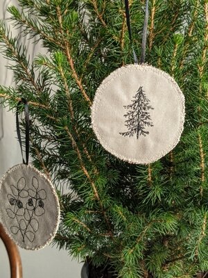 8 Beige Holiday Ornaments 