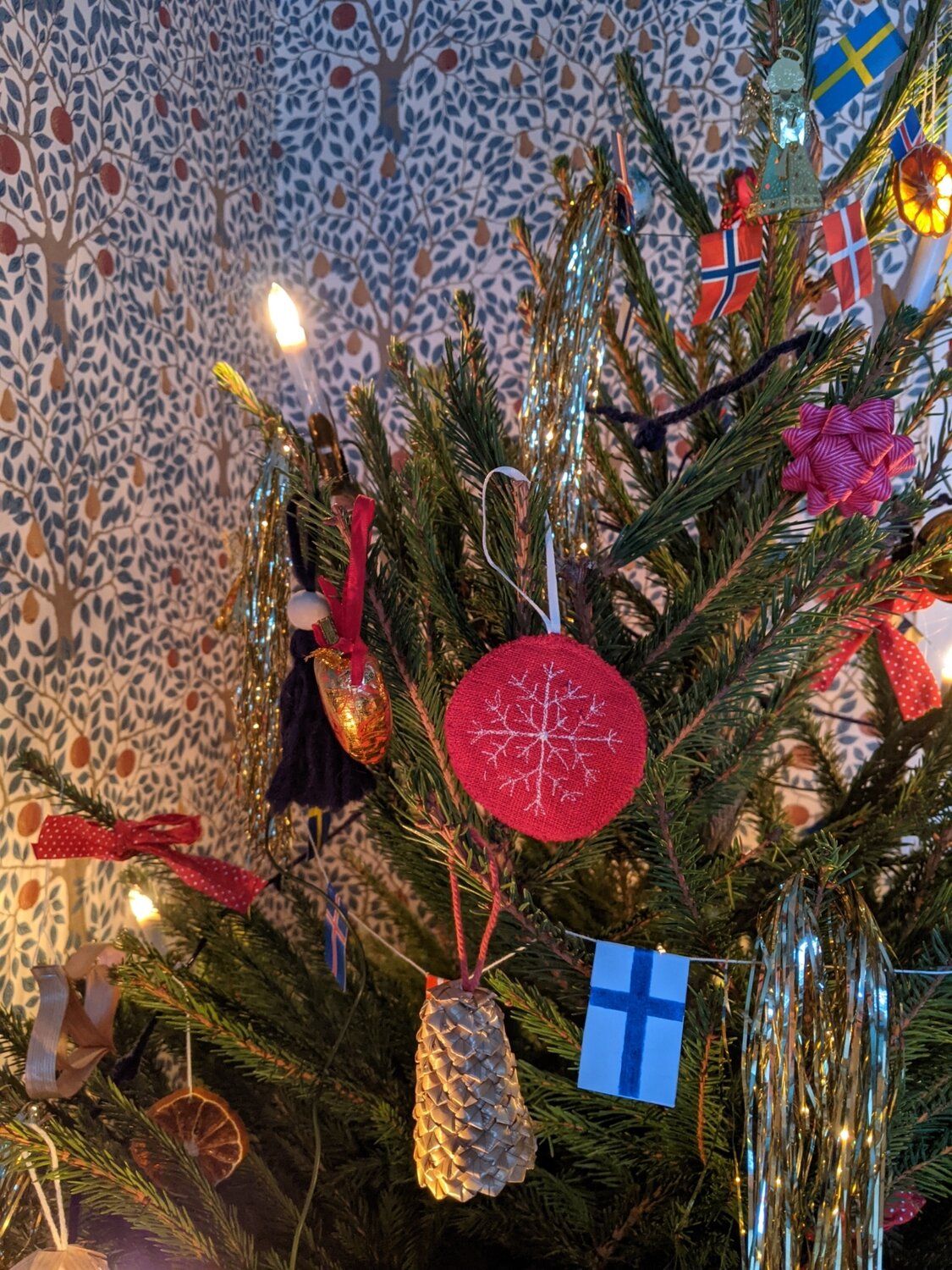 5 Red Tree Ornaments