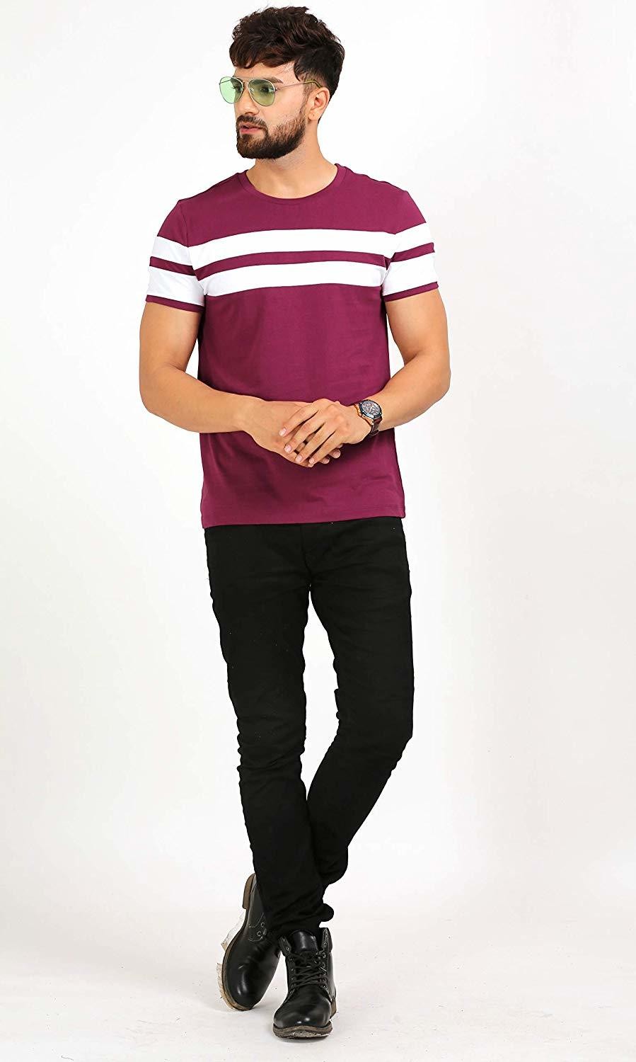 AELO Men&#39;s Cotton T Shirt-(Amt1020-Pn)